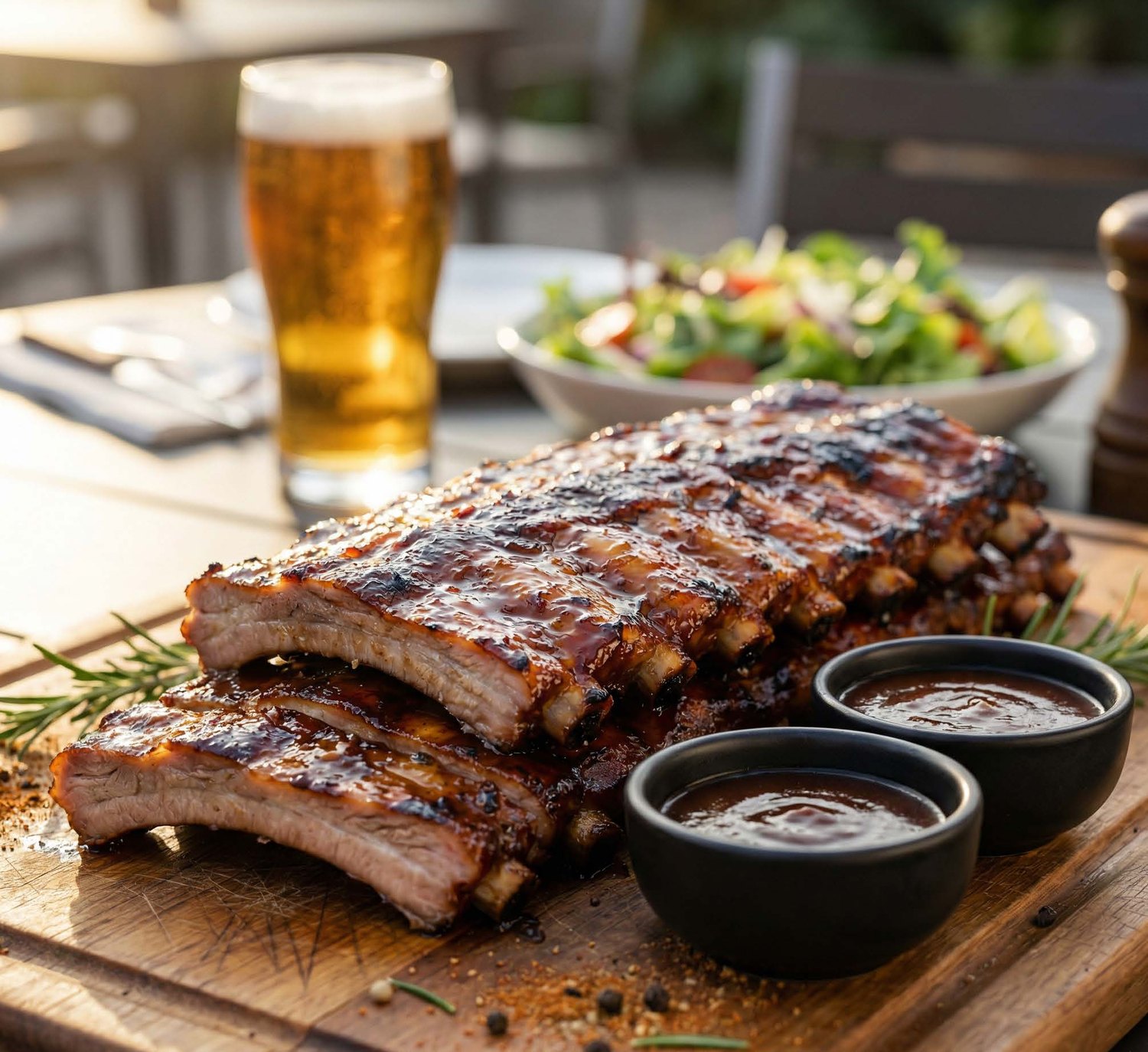 Glazed ribs off the grill